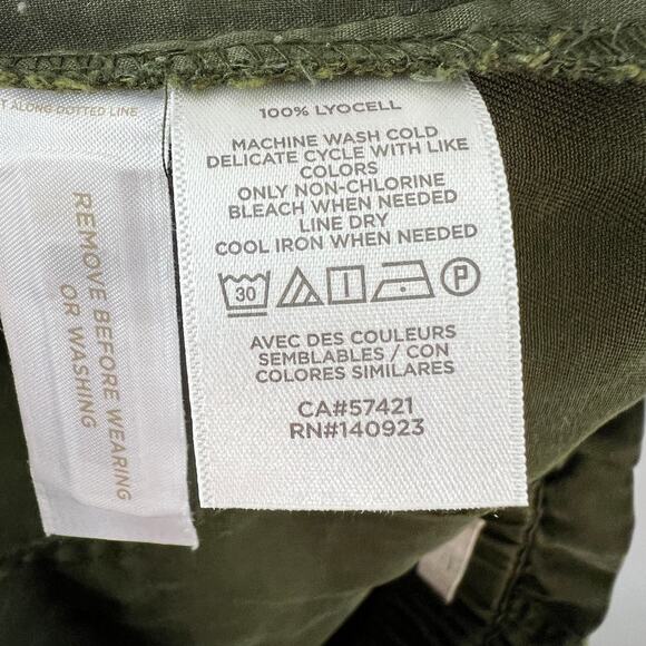 Ann Taylor LOFT Olive Green Pants High Rise Taper Leg Elastic Waistband M Medium - Picture 6 of 7
